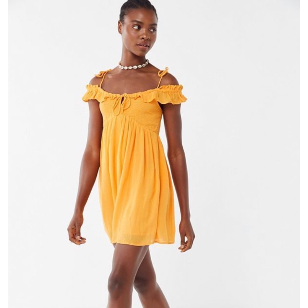 UO Josephine Gauze Babydoll Mini Dress